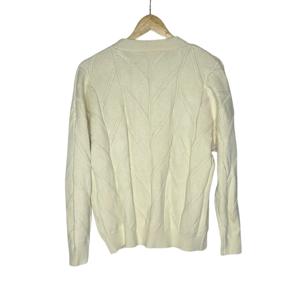 Boho Free People Inspired Ebossy Off White Cable Knit Cardigan Colorful Button S - Picture 9 of 13